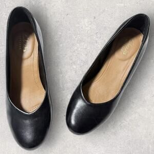 Clarks Artisan Women's Black Leather Slip On Wedge Heel SZ/5M